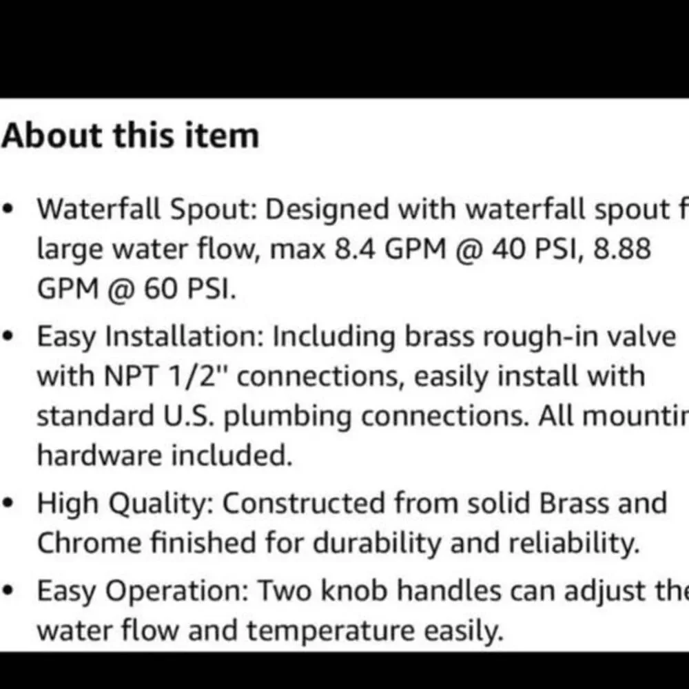 Qinkell Waterfall Tub Faucet 2 Handle Chrome Wall Mount